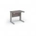 Vivo straight desk 800mm x 600mm - silver frame, Grey Oak top VEX8-S-GO