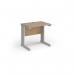 Vivo straight desk 800mm x 600mm - silver frame, Kendal Oak top VEX8-S-KO