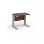 Vivo straight desk 800mm x 600mm - silver frame, walnut top VEX8-S-W