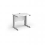 Vivo straight desk 800mm x 600mm - silver frame, white top VEX8-S-WH