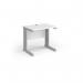 Vivo straight desk 800mm x 600mm - silver frame, white top VEX8-S-WH