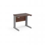Vivo straight desk 800mm x 600mm - silver frame and walnut top