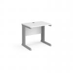 Vivo straight desk 800mm x 600mm - silver frame, white top VEX8WH