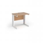 Vivo straight desk 800mm x 600mm - white frame, beech top VEX8-WH-B