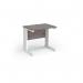 Vivo straight desk 800mm x 600mm - white frame, Grey Oak top VEX8-WH-GO