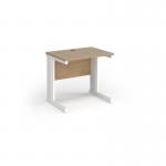 Vivo straight desk 800mm x 600mm - white frame, Kendal Oak top VEX8-WH-KO