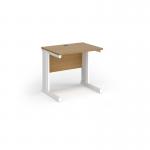 Vivo straight desk 800mm x 600mm - white frame, oak top VEX8-WH-O
