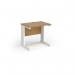 Vivo straight desk 800mm x 600mm - white frame, oak top VEX8-WH-O