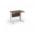 Vivo straight desk 800mm x 600mm - white frame, walnut top VEX8-WH-W