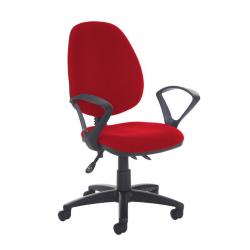 Cheap Stationery Supply of Jota high back asynchro operators chair with fixed arms - Panama Red Office Statationery