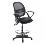 Jota mesh back draughtsmans chair with fixed arms - Nero Black vinyl VMD21-000-00110