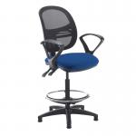 Jota mesh back draughtsmans chair with fixed arms - Curacao Blue VMD21-000-YS005
