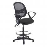 Jota mesh back draughtsmans chair with fixed arms - Havana Black VMD21-000-YS009