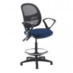 Jota mesh back draughtsmans chair with fixed arms - Costa Blue