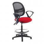Jota mesh back draughtsmans chair with fixed arms - Panama Red