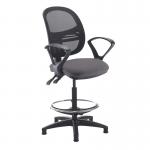 Jota mesh back draughtsmans chair with fixed arms - Blizzard Grey