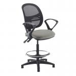 Jota mesh back draughtsmans chair with fixed arms - Slip Grey