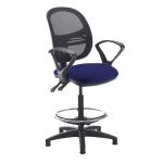 Jota mesh back draughtsmans chair with fixed arms - Ocean Blue VMD21-000-YS100