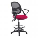 Jota mesh back draughtsmans chair with fixed arms - Diablo Pink