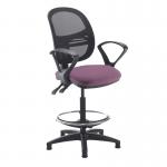 Jota mesh back draughtsmans chair with fixed arms - Bridgetown Purple VMD21-000-YS102