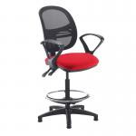 Jota mesh back draughtsmans chair with fixed arms - Belize Red