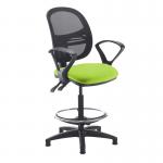 Jota mesh back draughtsmans chair with fixed arms - Madura Green VMD21-000-YS156