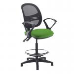 Jota mesh back draughtsmans chair with fixed arms - Lombok Green VMD21-000-YS159