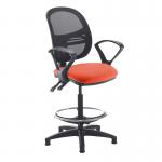 Jota mesh back draughtsmans chair with fixed arms - Tortuga Orange