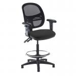 Jota mesh back draughtsmans chair with adjustable arms - Havana Black VMD22-000-YS009