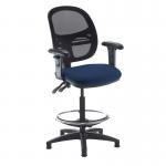 Jota mesh back draughtsmans chair with adjustable arms - Costa Blue