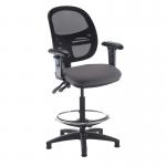 Jota mesh back draughtsmans chair with adjustable arms - Blizzard Grey