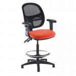 Jota mesh back draughtsmans chair with adjustable arms - Tortuga Orange