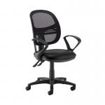 Jota Mesh medium back operators chair with fixed arms - Nero Black vinyl VMH11-000-00110