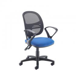 Cheap Stationery Supply of Jota Mesh medium back operators chair with fixed arms - blue Office Statationery