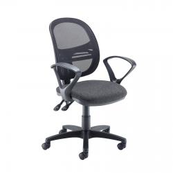 Cheap Stationery Supply of Vantage Mesh medium back operators chair with fixed arms - charcoal Office Statationery
