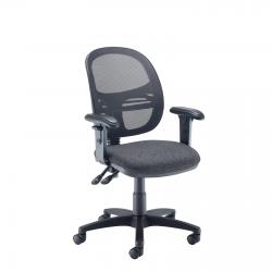 Cheap Stationery Supply of Vantage Mesh medium back operators chair with adjustable arms - charcoal Office Statationery