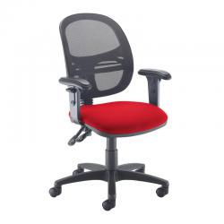 Cheap Stationery Supply of Jota Mesh medium back operators chair with adjustable arms - red Office Statationery