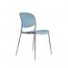The Verve multi-purpose chair has a chrome 4 leg frame and is a beautiful shade of blue. Its modern design is versatile and stylish, making it a great addition to any office or home space. The seat and backrest are perfectly contoured for comfort and support.