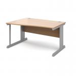 Vivo left hand wave desk 1400mm - silver frame, beech top VWL14B