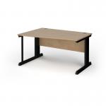 Vivo left hand wave desk 1400mm - black frame, Kendal Oak top VWL14-K-KO