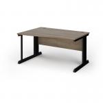 Vivo left hand wave desk 1400mm - black frame, Nebraska Oak top VWL14-K-NO
