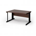 Vivo left hand wave desk 1400mm - black frame, walnut top VWL14-K-W