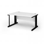 Vivo left hand wave desk 1400mm - black frame, white top VWL14-K-WH