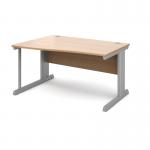 Vivo left hand wave desk 1400mm - silver frame, beech top VWL14-S-B