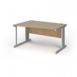 Vivo left hand wave desk 1400mm - silver frame, Kendal Oak top VWL14-S-KO