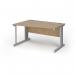 Vivo left hand wave desk 1400mm - silver frame, Kendal Oak top VWL14-S-KO
