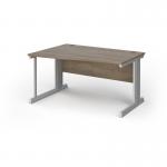 Vivo left hand wave desk 1400mm - silver frame, Nebraska Oak top VWL14-S-NO
