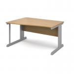 Vivo left hand wave desk 1400mm - silver frame, oak top VWL14-S-O