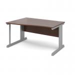 Vivo left hand wave desk 1400mm - silver frame, walnut top VWL14-S-W