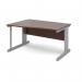 Vivo left hand wave desk 1400mm - silver frame, walnut top VWL14-S-W
